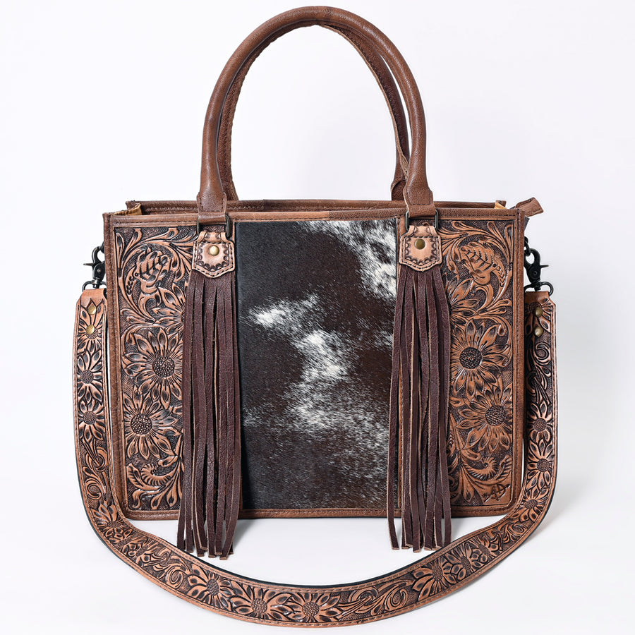 American Darling Briefcase Hand Tooled Hair On Genuine Leather Western Women Bag Handbag | for Cute Laptop