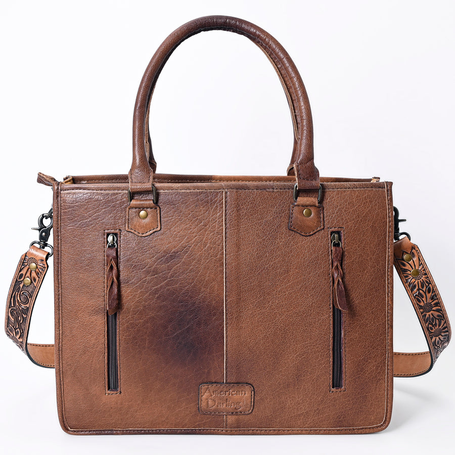 American Darling Briefcase Hand Tooled Hair On Genuine Leather Western Women Bag Handbag | for Cute Laptop