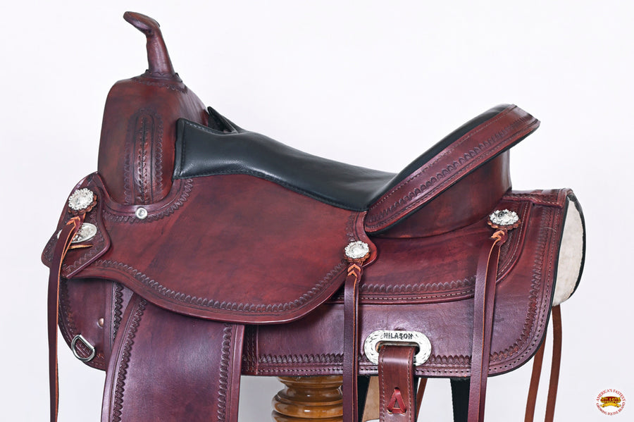HILASON Western Horse Saddle American Leather Flex Tree Trail & Pleasure Mahogany | for Horses