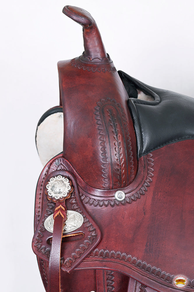 HILASON Western Horse Saddle American Leather Flex Tree Trail & Pleasure Mahogany | for Horses