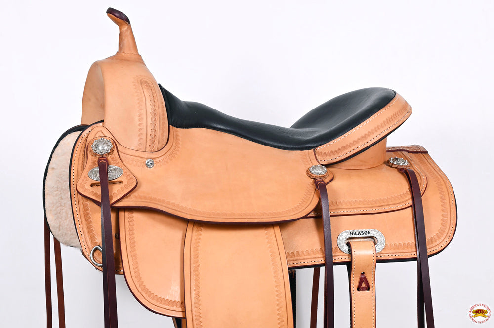 HILASON Western Horse Saddle American Leather Flex Tree Trail & Pleasure Oiled Tan