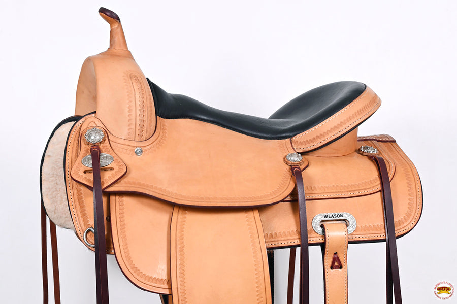 HILASON Western Horse Saddle American Leather Flex Tree Trail & Pleasure Oiled Tan | for Horses