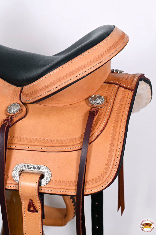 HILASON Western Horse Saddle American Leather Flex Tree Trail & Pleasure Oiled Tan | for Horses