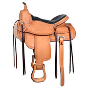 HILASON Western Horse Saddle American Leather Flex Tree Trail & Pleasure Oiled Tan