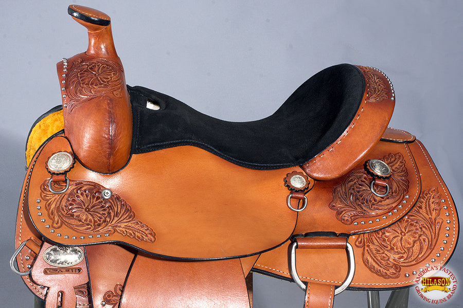 HILASON Western Horse Saddle American Leather Ranch Roping Cowboy | Hand Tooled Wade & For Horses