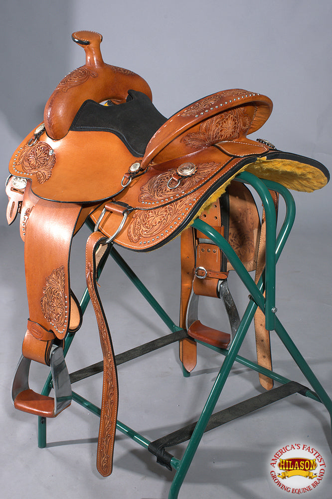 HILASON Western Horse Saddle American Leather Ranch Roping Cowboy | Hand Tooled Wade & For Horses
