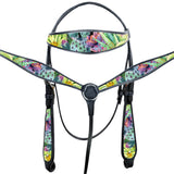 HILASON Western Horse Headstall Breast Collar Set American Leather | Tack for Horses