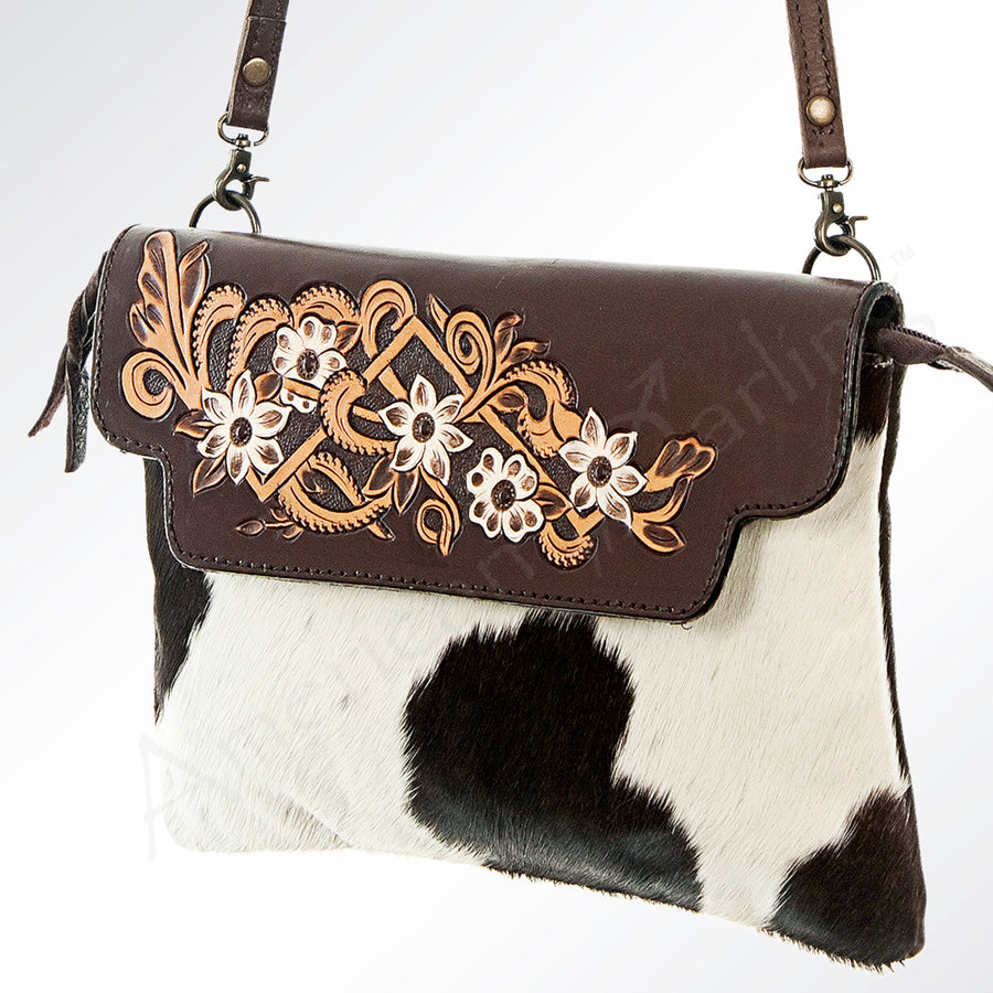 American Darling Hand Tooled Hair-On Envelop Bag - Hilason