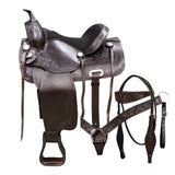16 In Western Horse Treeless Saddle American Leather Trail Pleasure Tack - Hilason