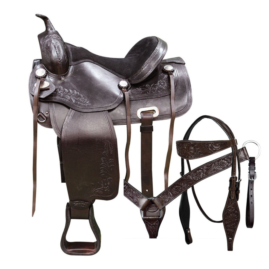 15 In Western Horse Treeless Saddle American Leather Trail Hilason - Uhorse