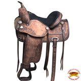 HILASON Western Horse Treeless Saddle American Leather Trail Pleasure Tack | Barrel for Horses
