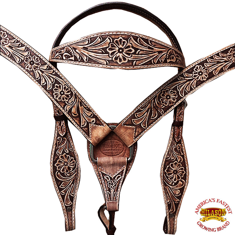 HILASON Western Horse Treeless Saddle American Leather Trail Pleasure Tack | Barrel for Horses