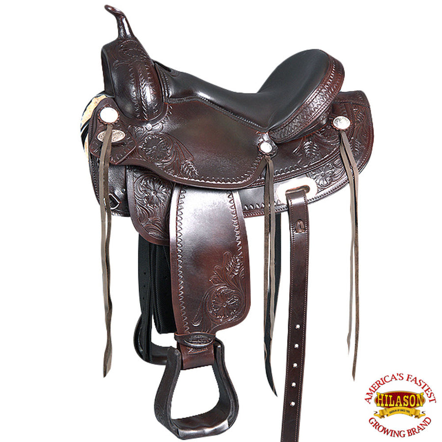 HILASON Western Horse Treeless Saddle American Leather Trail Pleasure | Barrel for Horses