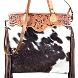 American Darling Tote Hand Tooled Hair On Genuine Leather Women Bag Western Handbag Purse