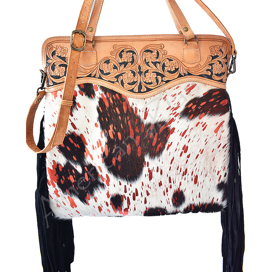 American Darling Tote Hand Tooled Hair on Genuine Leather Western Women Bag Handbag Purse | Travel Bags College Casual