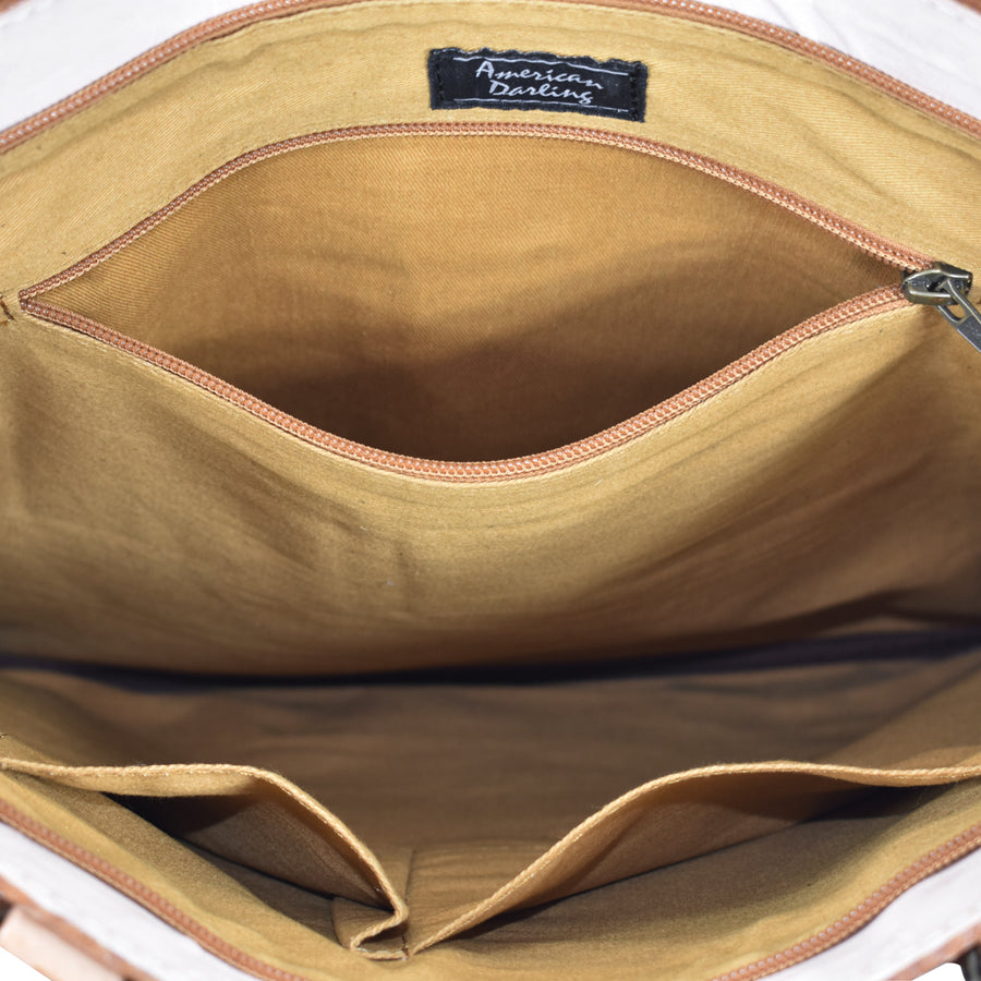 American Darling Tote Hand Tooled Hair on Genuine Leather Western Women Bag Handbag Purse | Travel Bags College Casual