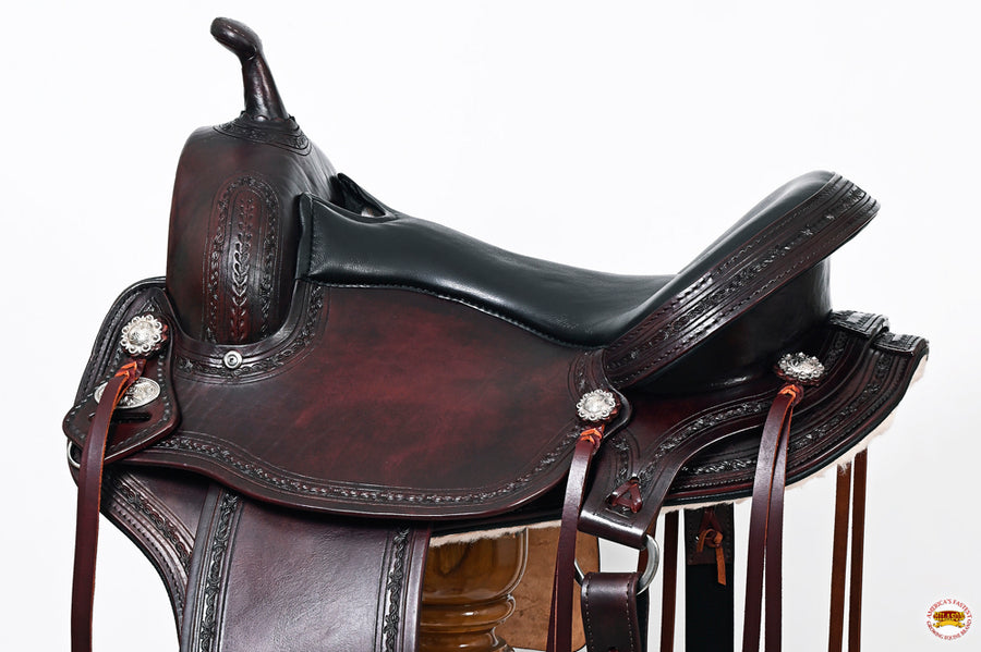 HILASON Gaited Western Horse Flex Pleasure American Leather Saddle | Treeless for Horses