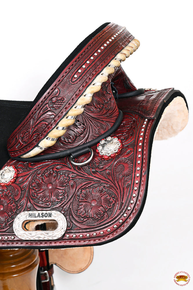 HILASON Western Horse Child Saddle Treeless American Leather Barrel | for Horses