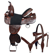 Western Horse Child Saddle Treeless American Leather Barrel