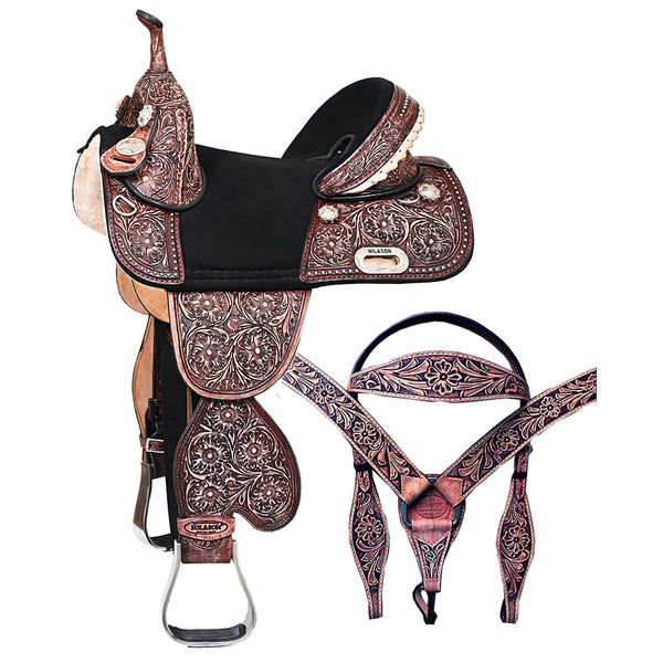 Western Horse Child Saddle Treeless American Leather Barrel - Uhorse