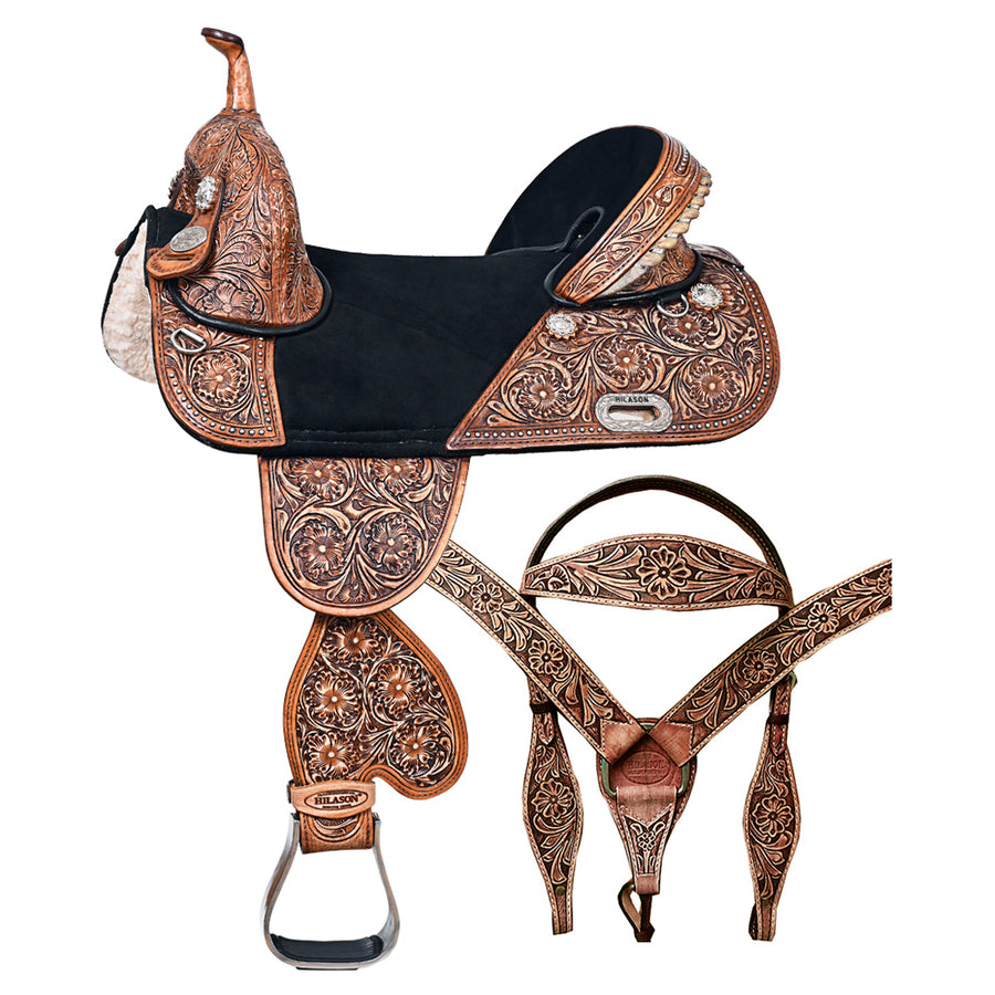 HILASON Western Horse Saddle Treeless American Leather Barrel Racing | for Horses - Uhorse