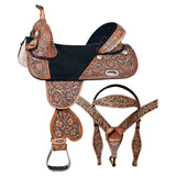 Hilason Western Horse Treeless Barrel Racing American Leather Saddle