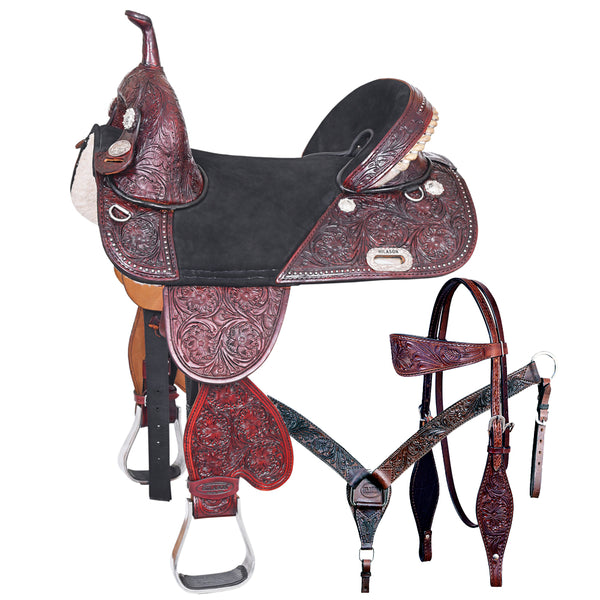 Western Horse Saddle Hilason Treeless American Leather Barrel Racing - Uhorse