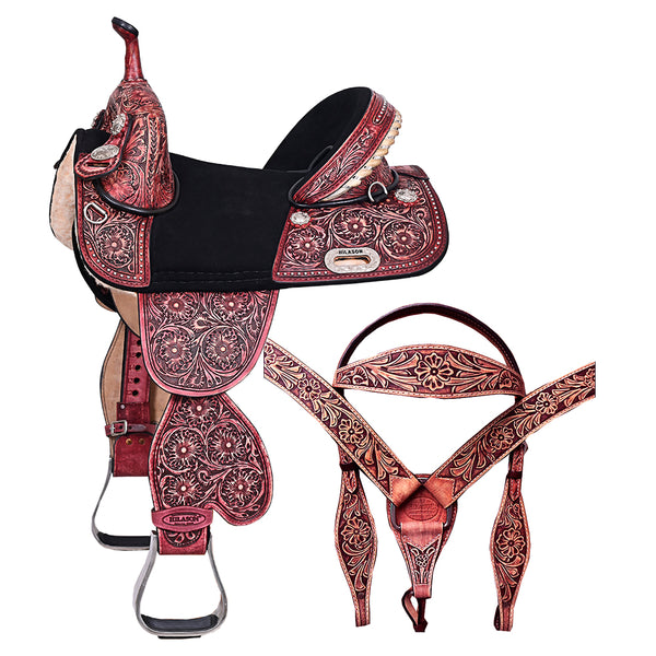 Western Horse Child Saddle Treeless American Leather Barrel - Uhorse