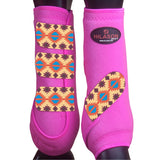 Hilason Horse Medicine Sports Boots Rear Hind Leg Pink Aztec