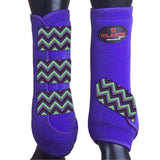 Medium Hilason Horse Medicine Sports Boots Front Leg Purple Chevron