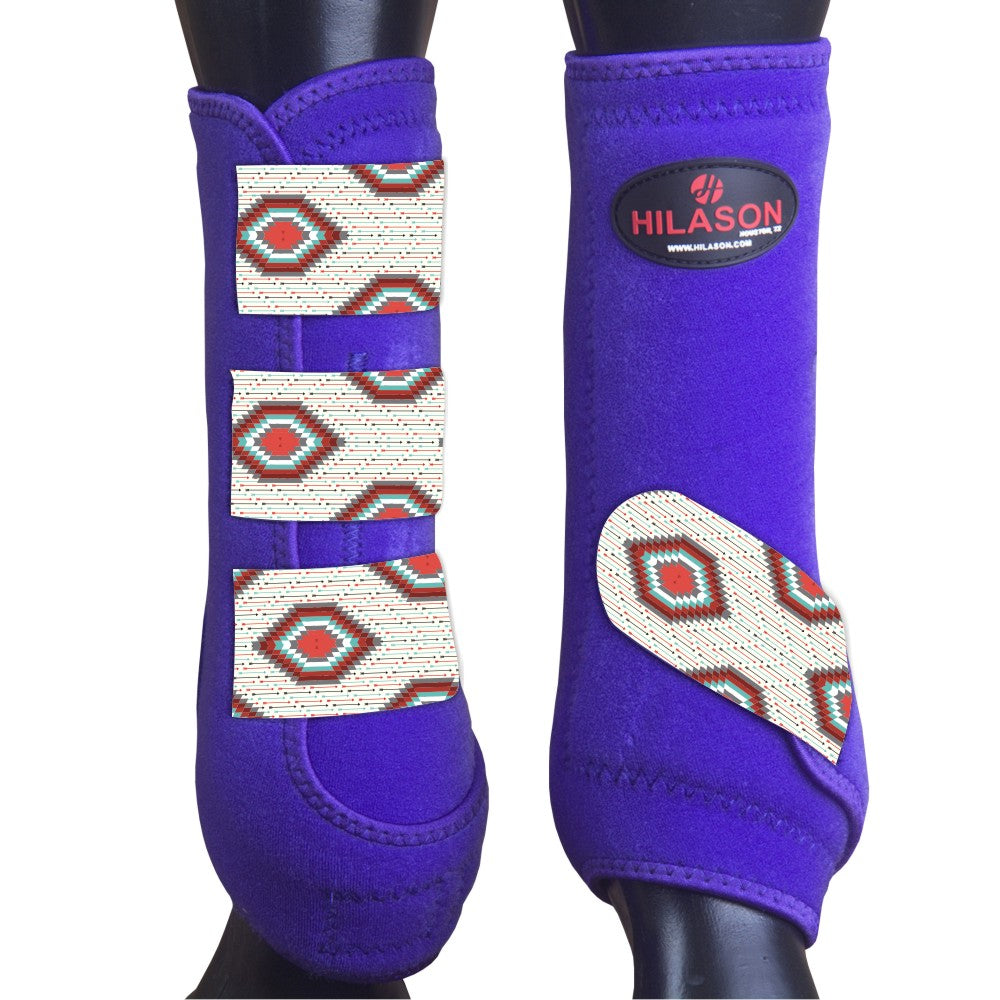 Small Hilason Horse Medicine Sports Boots Front Leg Purple Grey