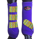 Large Hilason Horse Medicine Sports Boots Front Leg Purple with Rainbow - Uhorse