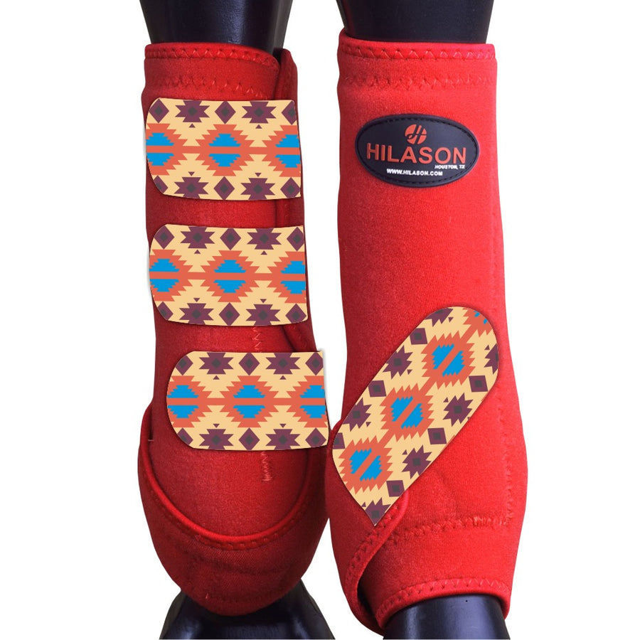 Large Hilason H. Medicine Sports Boots Rear Hind Leg Red Aztec – by Hilason – Cowboy and equestrian accessories