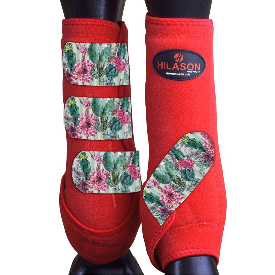 Red Cactus Flower Large HILASON Horse Medicine Sports Boots Rear Hind Leg