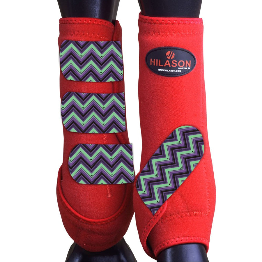 Large Hilason H. Medicine Sports Boots Rear Hind Leg Red Chevron – by Hilason – Cowboy and equestrian accessories