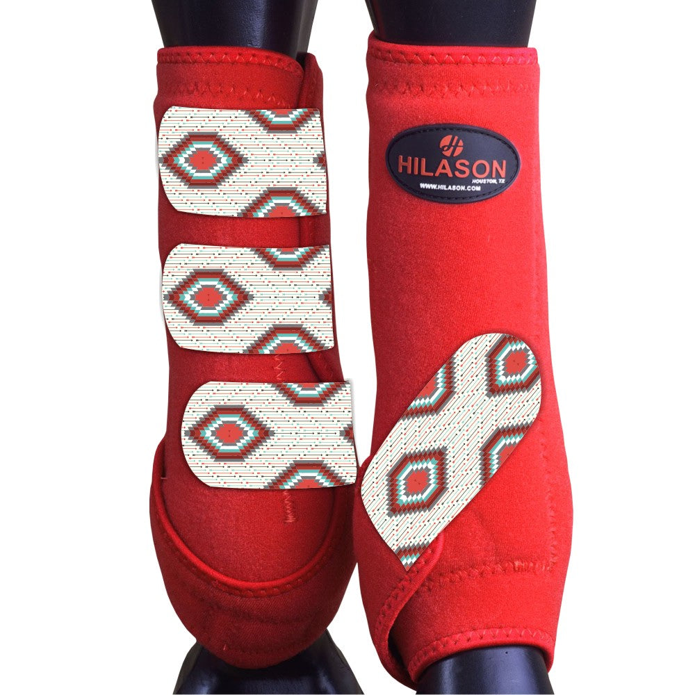Large Hilason Horse Medicine Sports Boots Rear Hind Leg Red Grey
