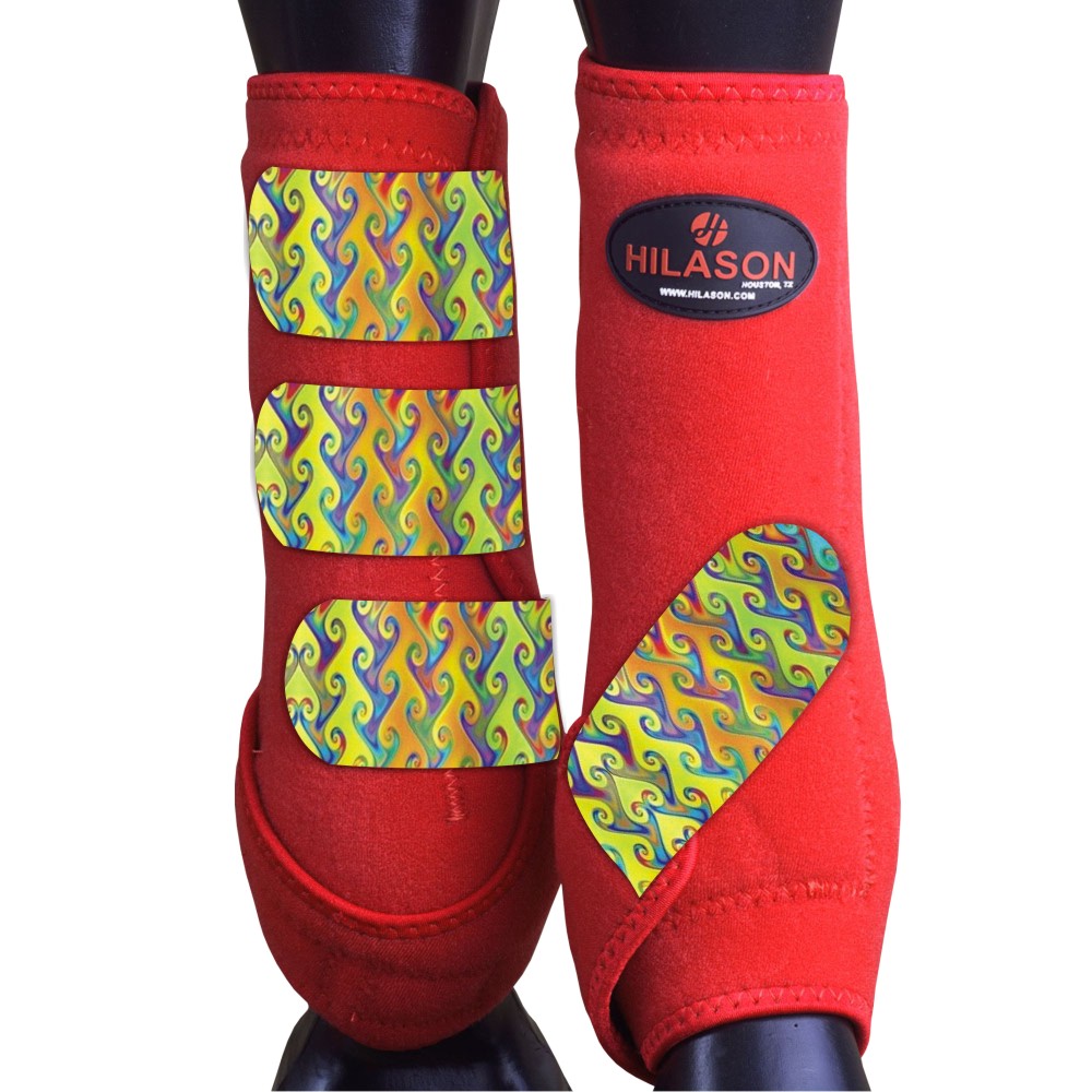 Hilason Horse Medicine Sports Boots Rear Hind Leg Red