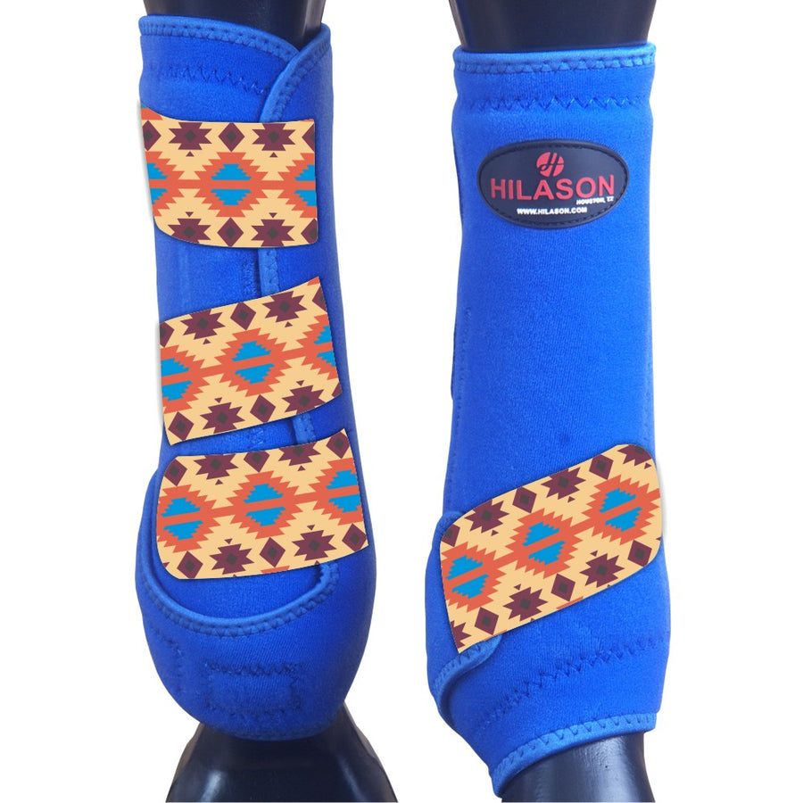 Royal w/ Aztec HILASON Horse Medicine Sports Boots Front Leg