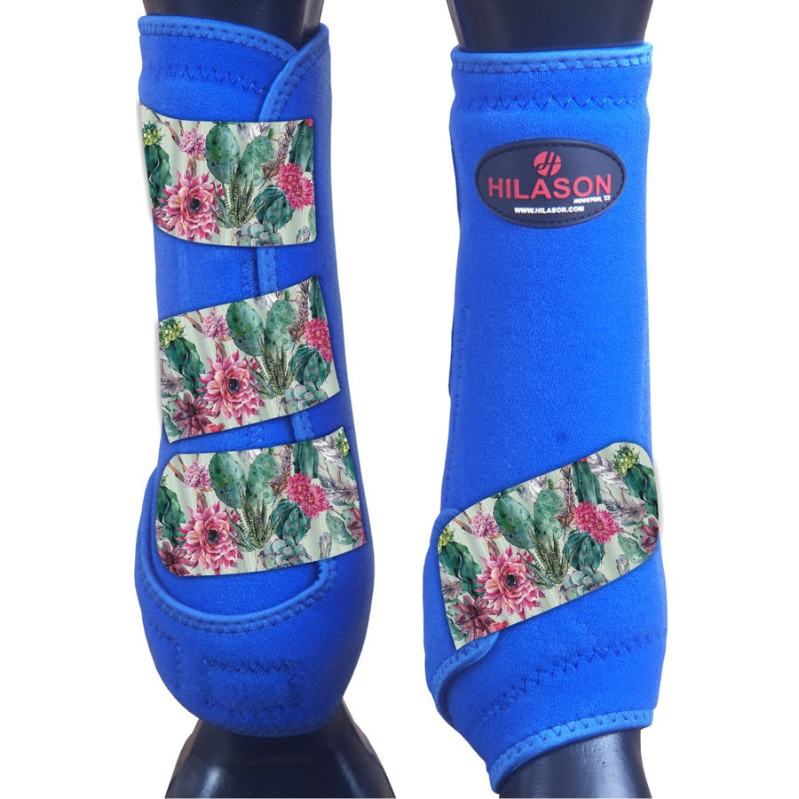 Hilason H. Medicine Sports Boots Front Leg Royal Cactus Flower – by Hilason – Cowboy and equestrian accessories