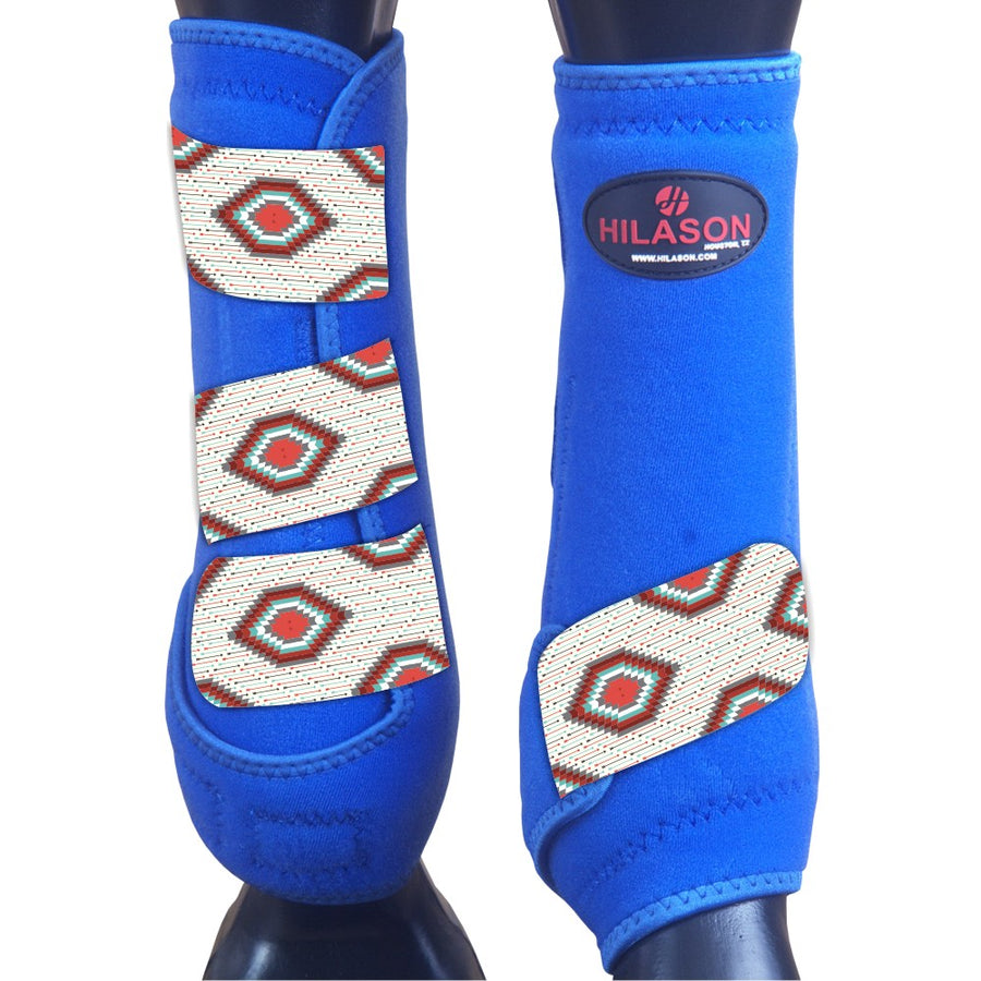 Royal w/ Grey Firestorm HILASON Horse Medicine Sports Boots Front Leg