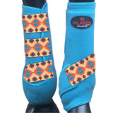 Large Hilason Horse Medicine Sports Boots Front Leg Turquoise Aztec