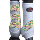 Large Hilason H. Medicine Sports Boots Front Leg White Blooming Cactus by Hilason – Cowboy and equestrian accessories