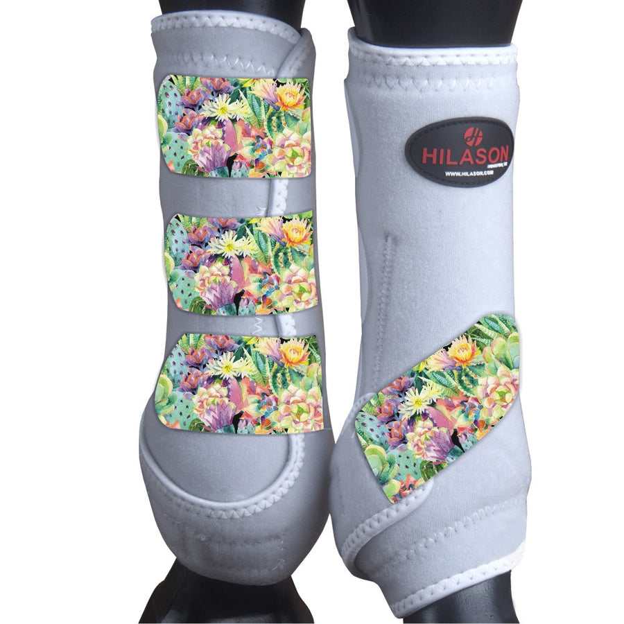 White Blooming cactus X Large HILASON Horse Medicine Sports Boots Rear Hind Leg Large| Boots