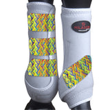 Large Hilason Horse Medicine Sports Boots Front Leg White with Rainbow - Uhorse