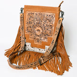 American Darling Messenger Hand Tooled Hair On Genuine Leather Women Bag Western Handbag Purse