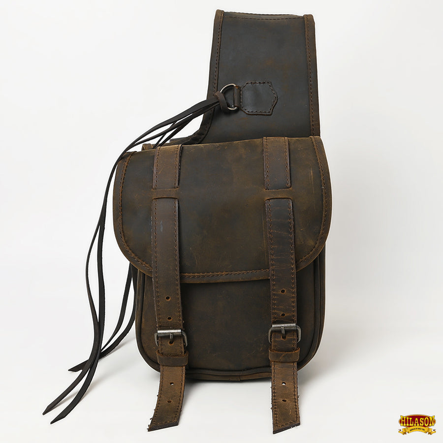 HILASON Soft Leather Horse Saddle Bag Dark Brown | Equestrian Western Adjustable Closure