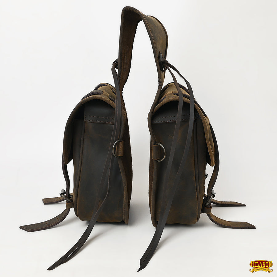 HILASON Soft Leather Horse Saddle Bag Dark Brown | Equestrian Western Adjustable Closure