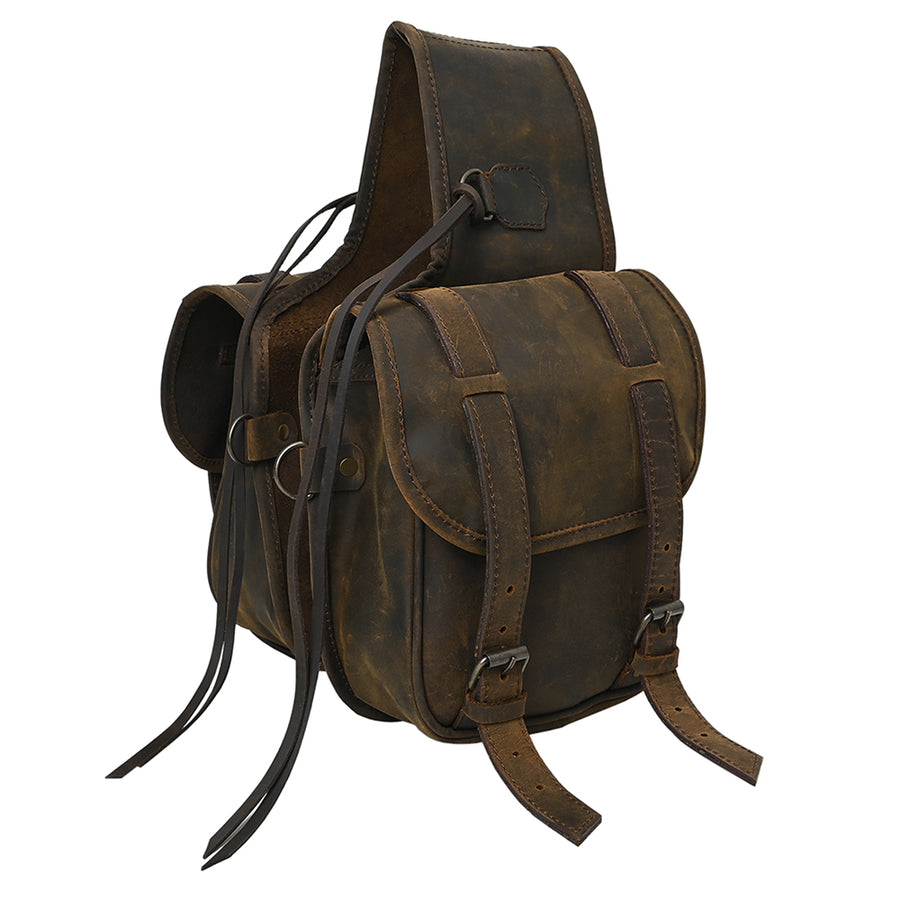Hilason Soft Leather Horse Saddle Bag Dark Brown - Uhorse