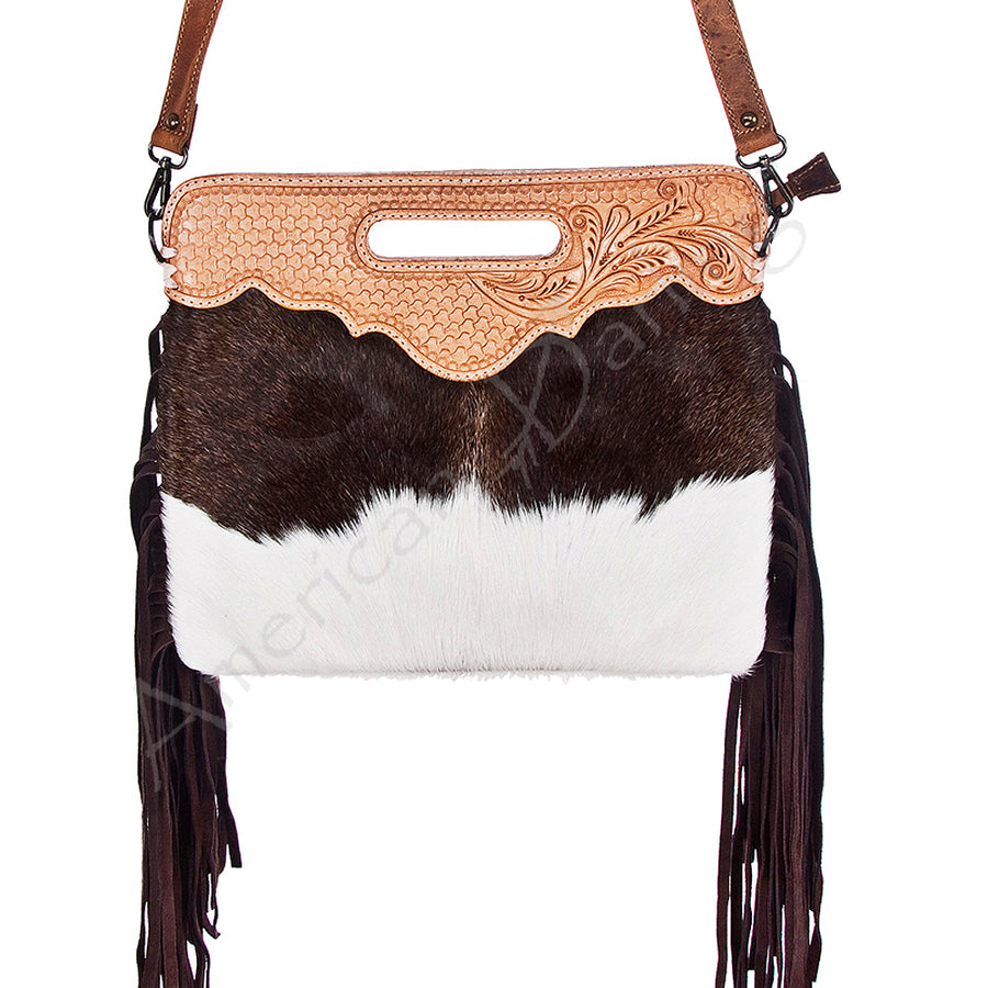 American Darling Clutch Hand Tooled Hair on Genuine Leather Western Women Bag Handbag Purse | Purses for Cute - Uhorse