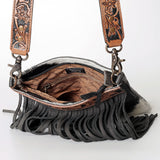 American Darling ADBGS172BKW Cross Body Hand Tooled Hair On Genuine Leather Women Bag Western Handbag Purse